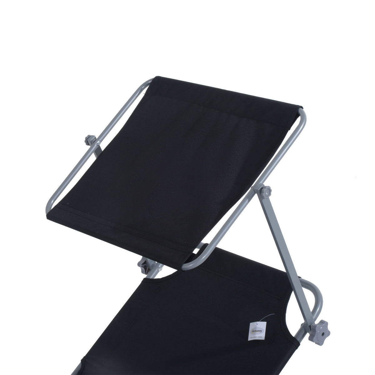 Folding Sun Lounger Garden Lounger With Sun Protection, Black, 187X58X36 Cm