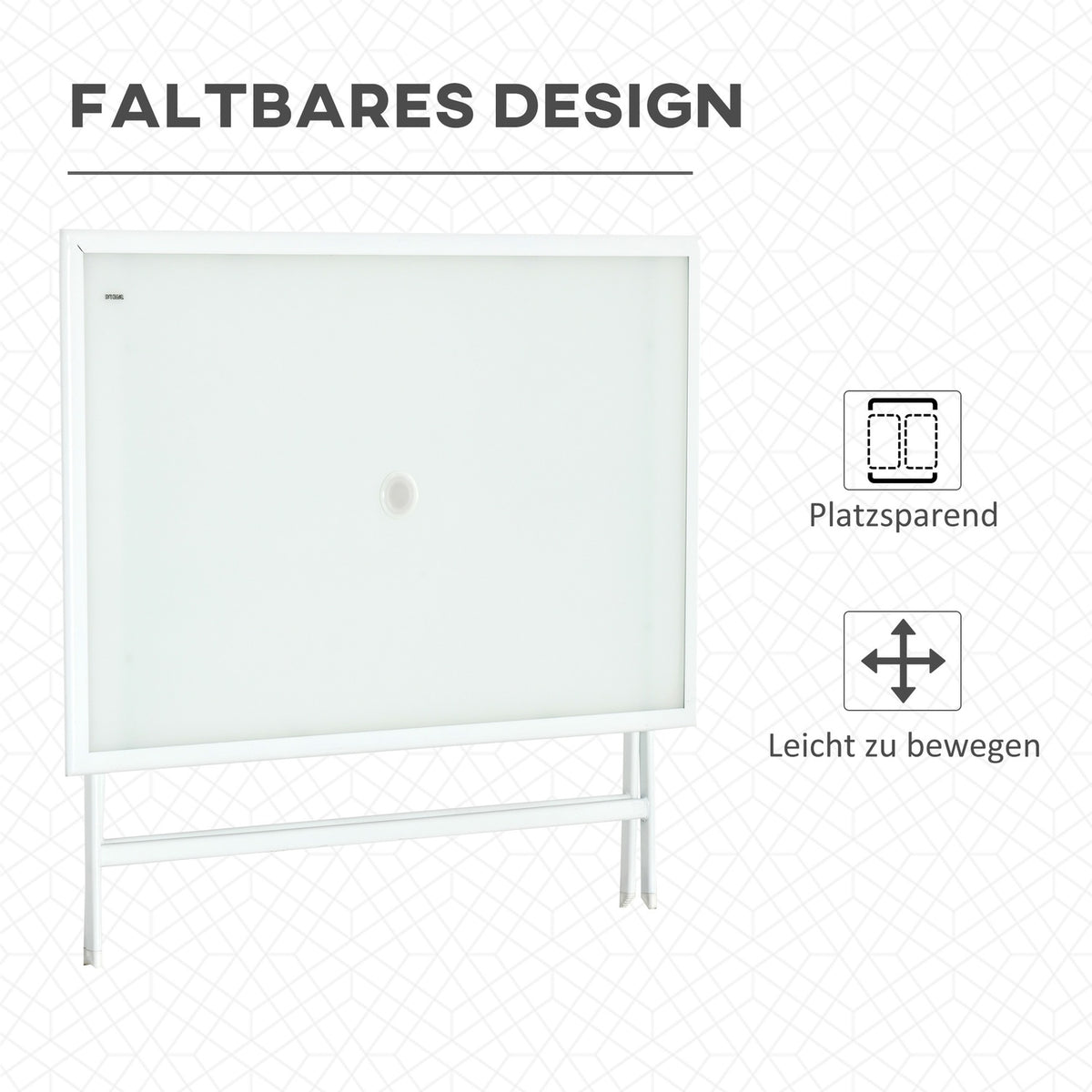Folding Table Garden Table Umbrella Hole Folding Table Side Table Balcony Table Picnic Table Metal 110X70X70Cm