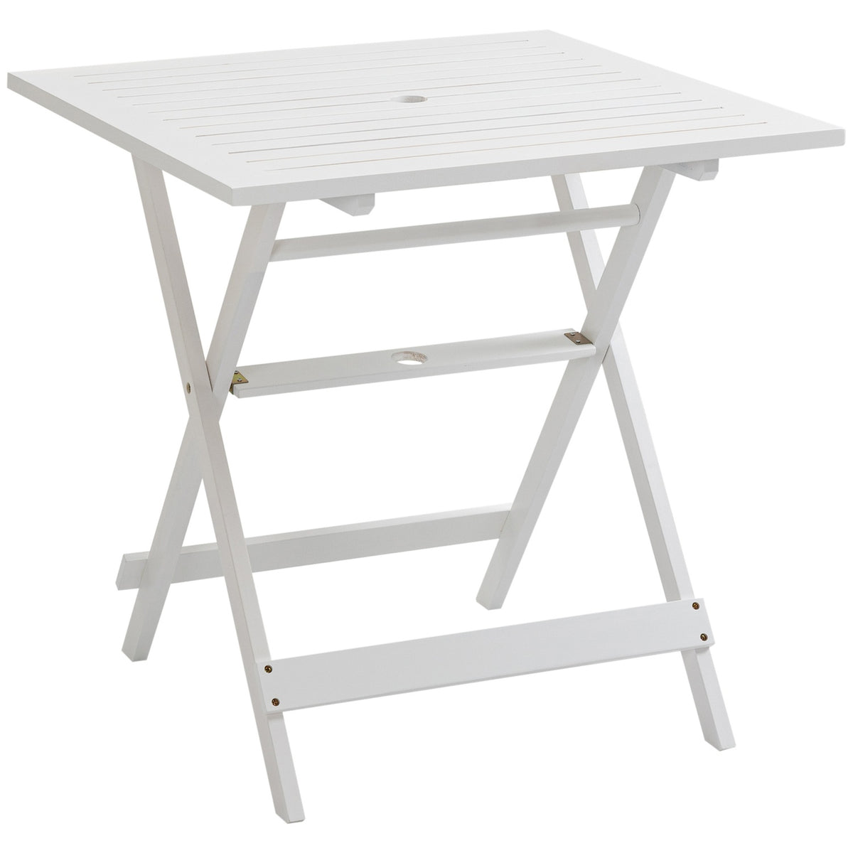 Folding Table Side Table Poplar Wood Parasol Holder 70X70X70Cm