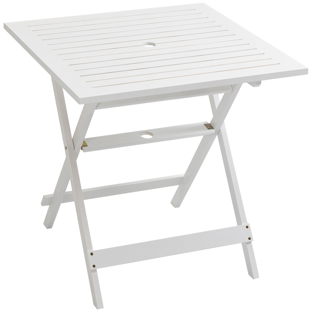 Folding Table Side Table Poplar Wood Parasol Holder 70X70X70Cm