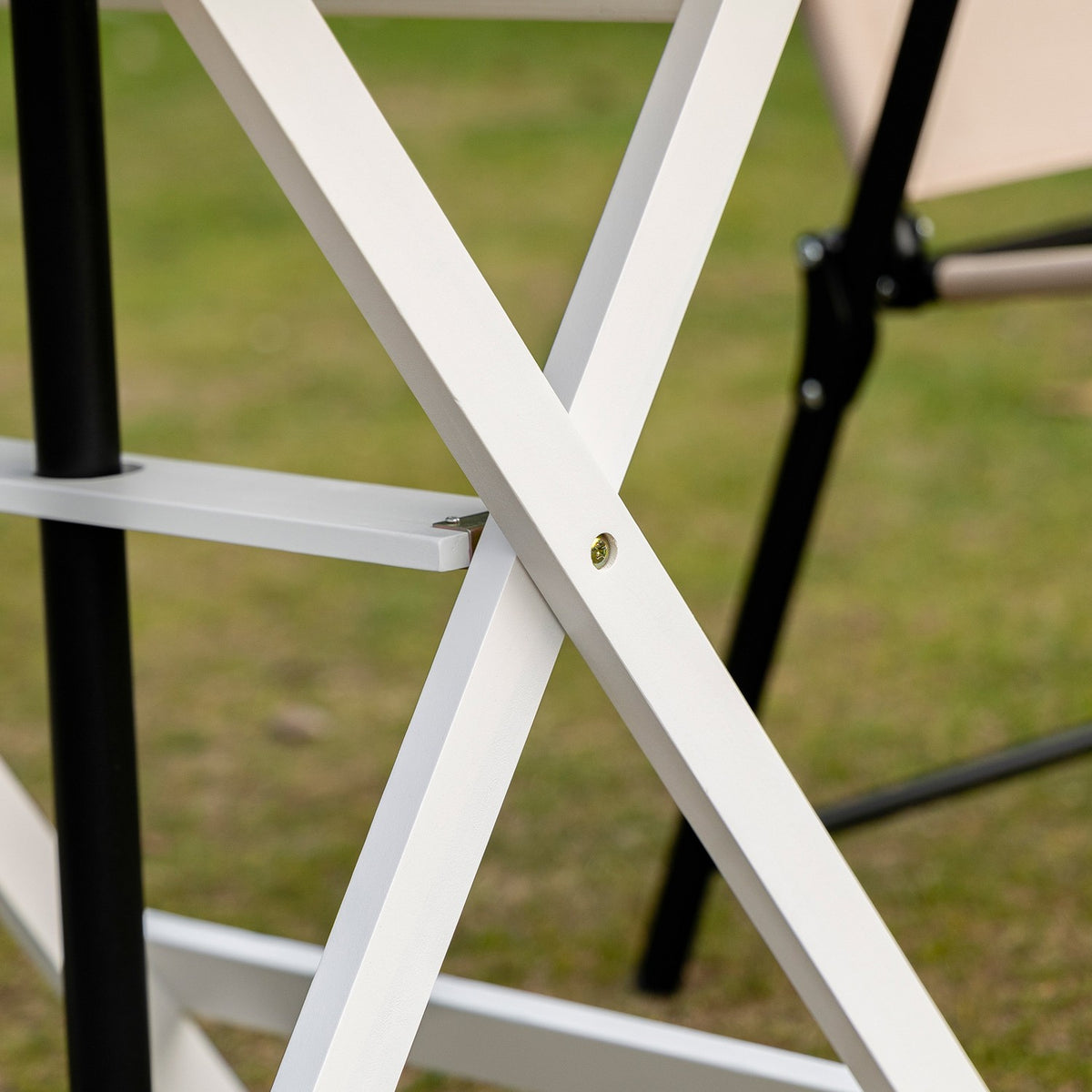 Folding Table Side Table Poplar Wood Parasol Holder 70X70X70Cm