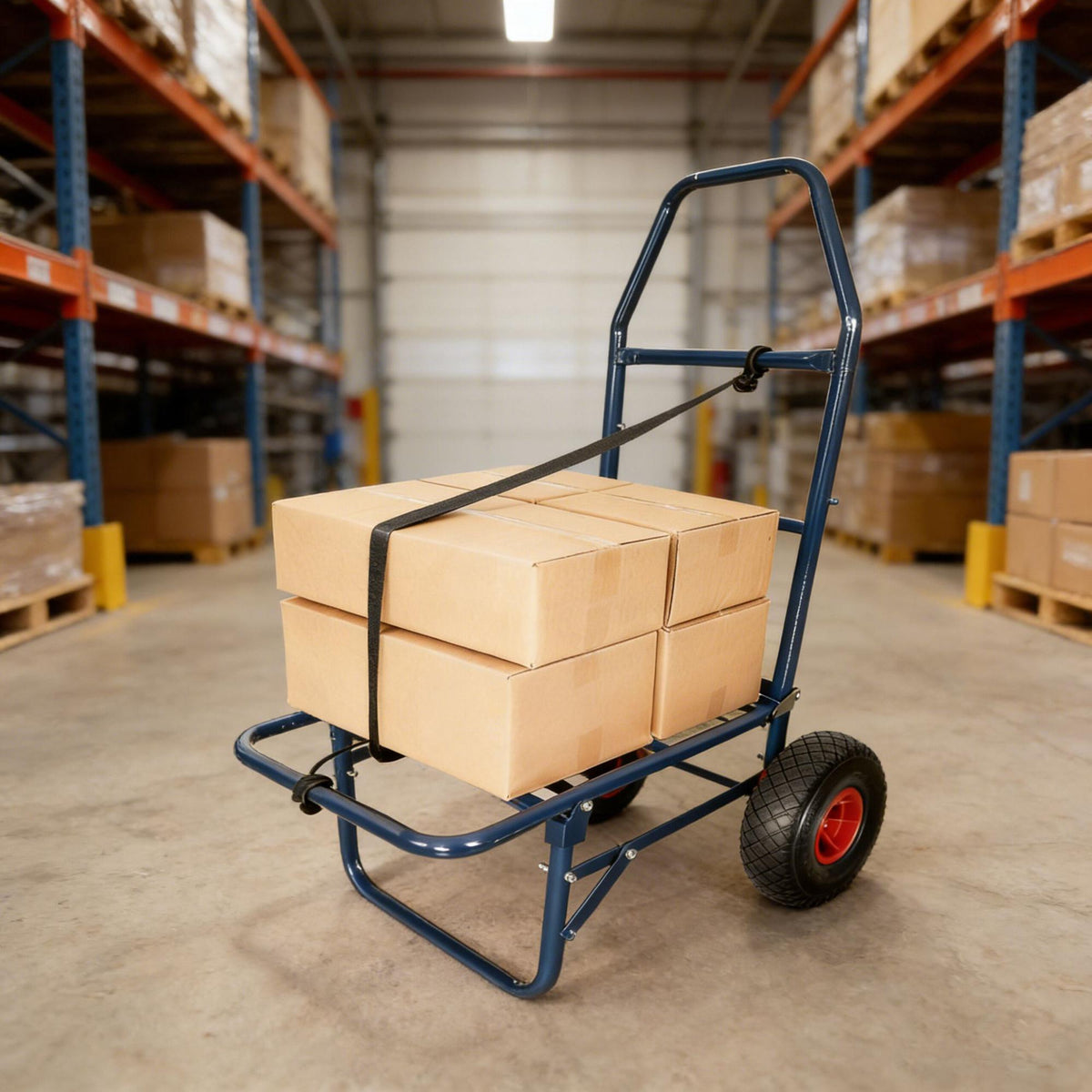 Folding Transport Trolley, 80kg Capacity, Steel, Pneumatic Tyres