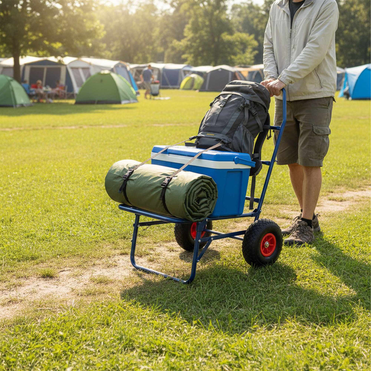 Folding Transport Trolley, 80kg Capacity, Steel, Pneumatic Tyres