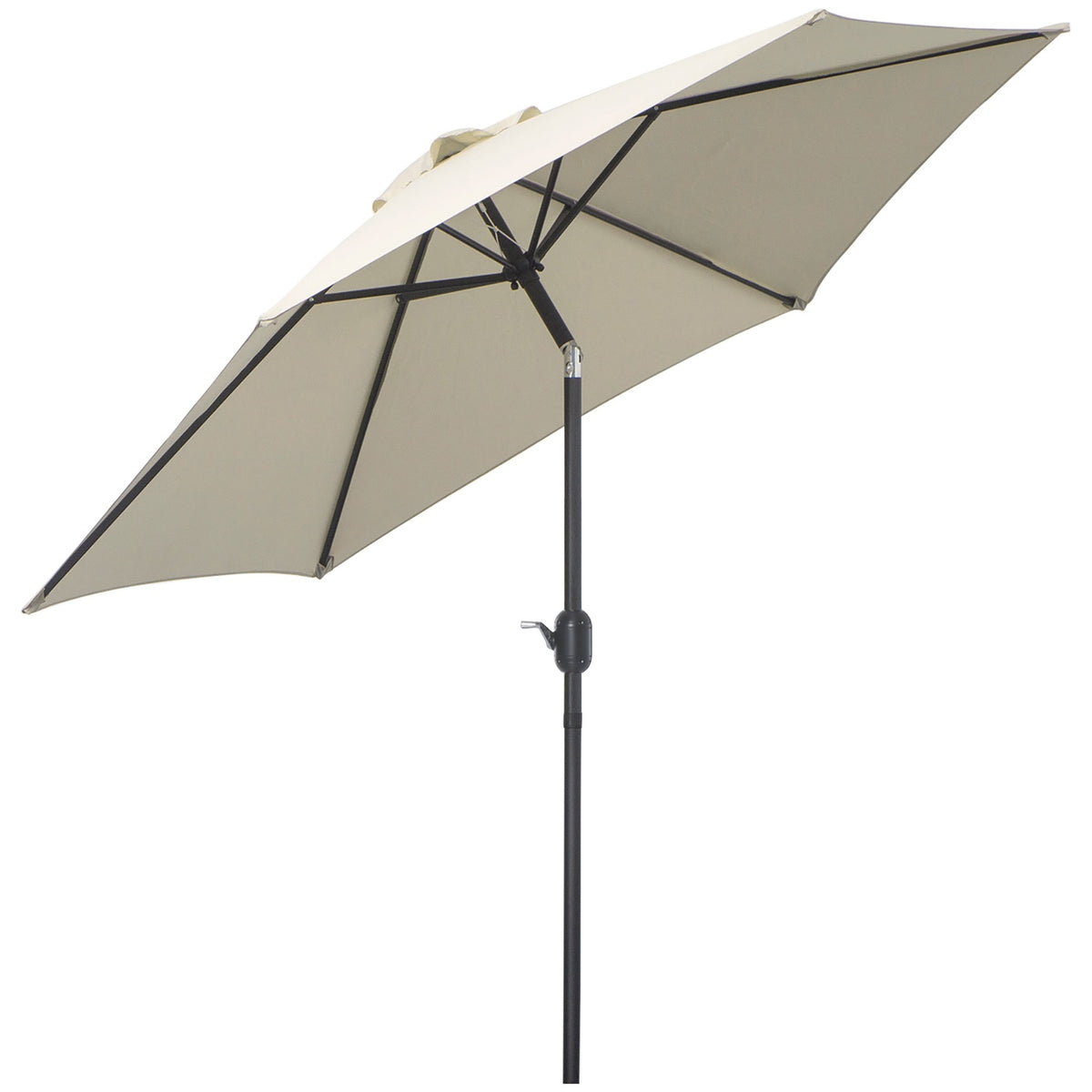 Folding Umbrella Parasol Garden Umbrella Market Umbrella With Hand Crank Aluminum 180/㎡ Polyester Beige ∅2.7 X 2.35 M