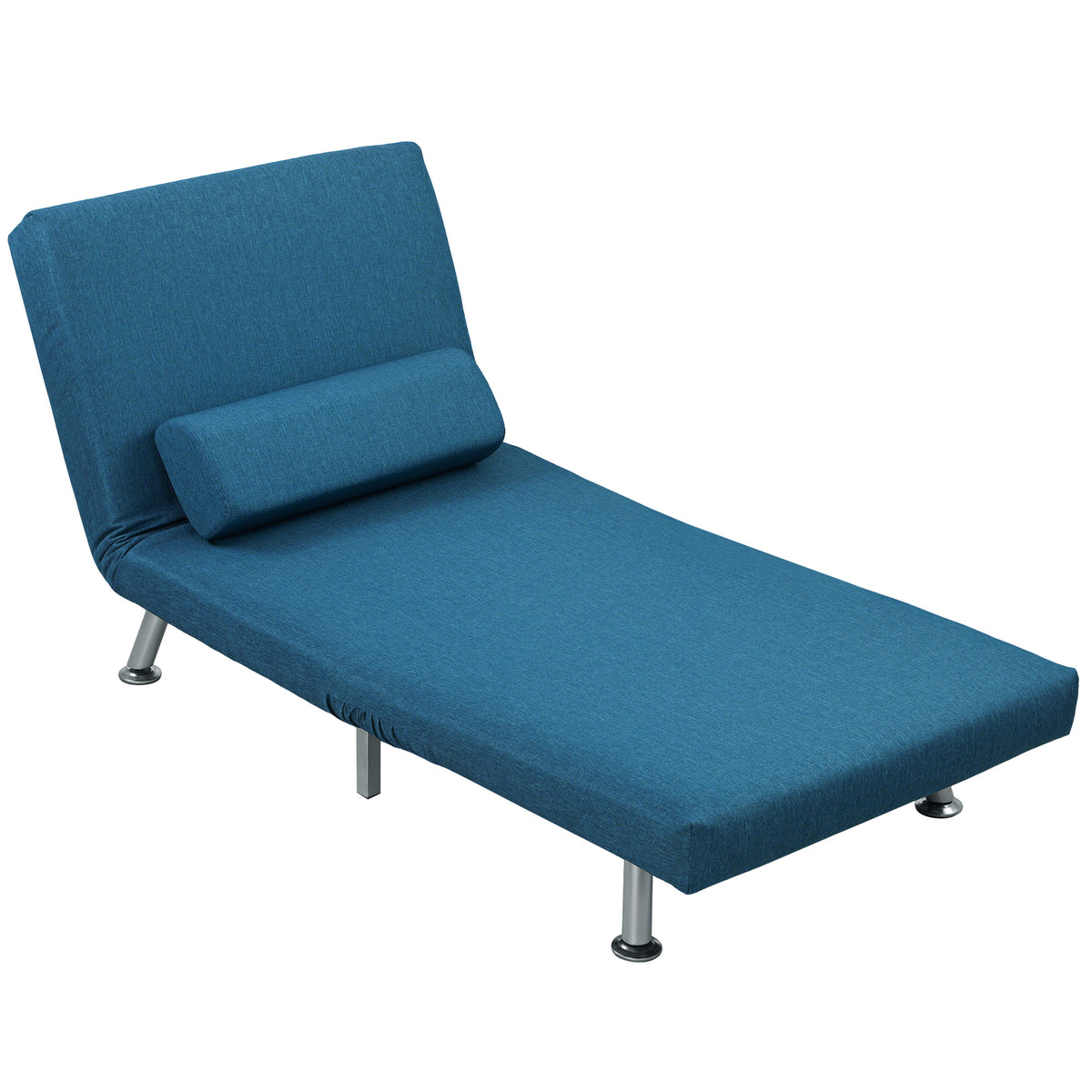 Folding armchair with bed function, foldable relaxation chair in linen look, adjustable backrest, 75 x 70 x 75 cm, blue