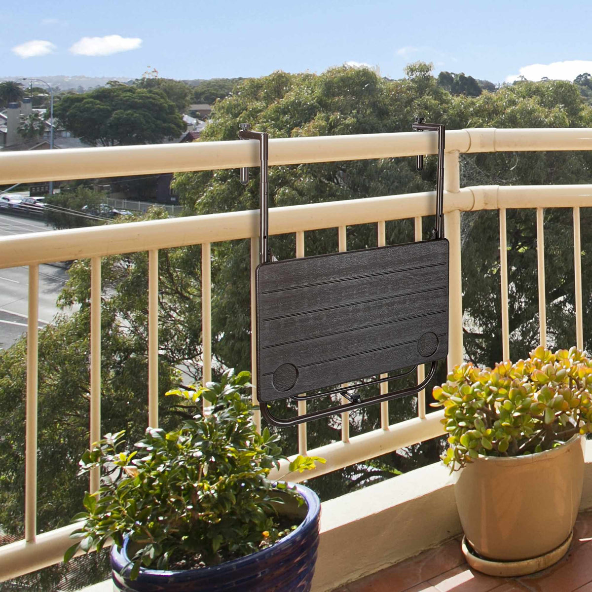 Folding balcony table