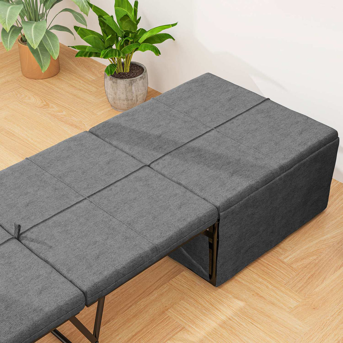 Folding bed approx. 190x60 cm guest bed with 8cm foam mattress, foldable travel bed, adult single bed, metal bed can hold up to 120 kg, folding bed for office, guest room, gray