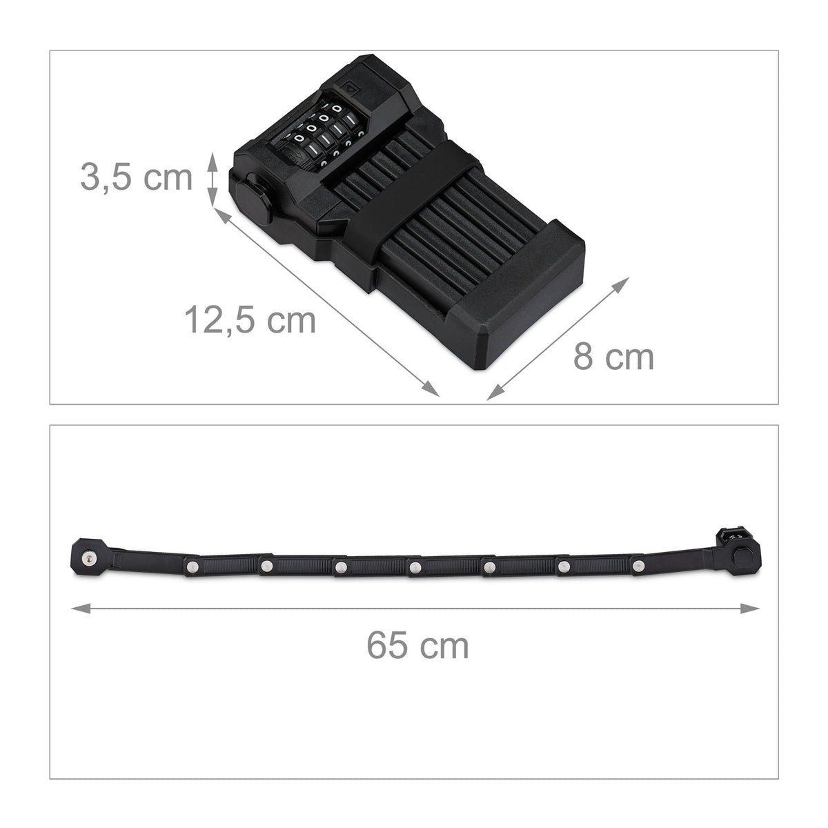 Folding bike lock with combination lock