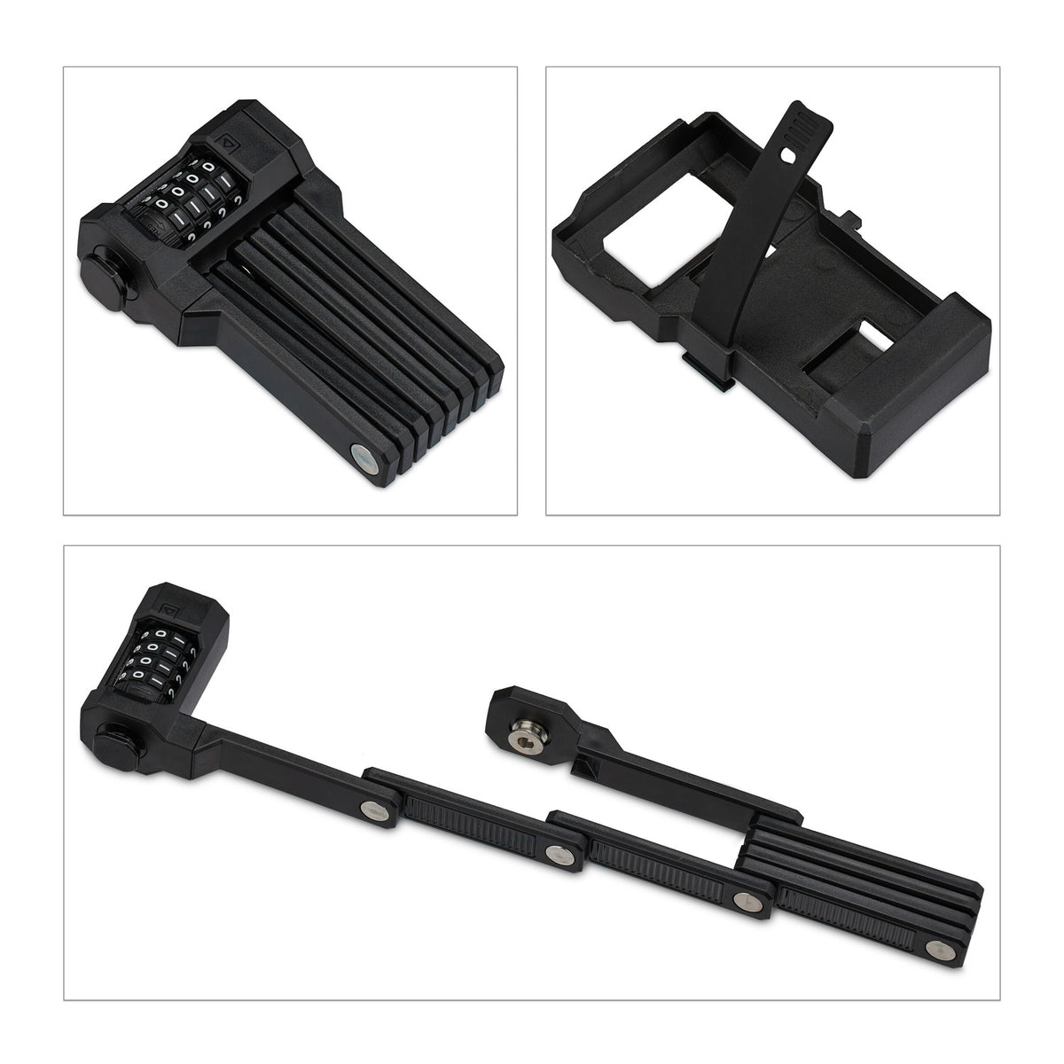 Folding bike lock with combination lock