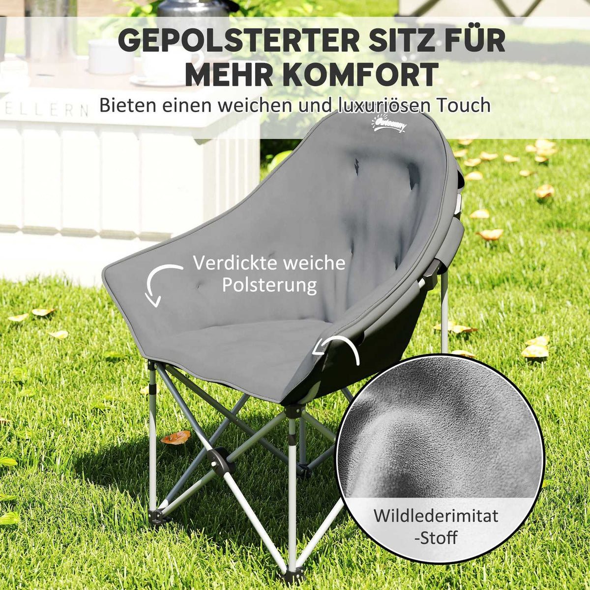 Folding chair, foldable camping chair with side pocket, padded carry bag, outdoor folding chair, load capacity up to 120 kg, robust, lightweight fishing chair, garden chair for garden, camping, beach
