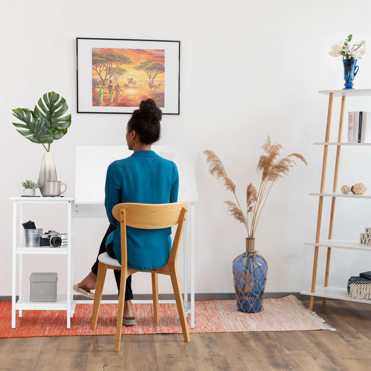 Folding desk with 3 shelves