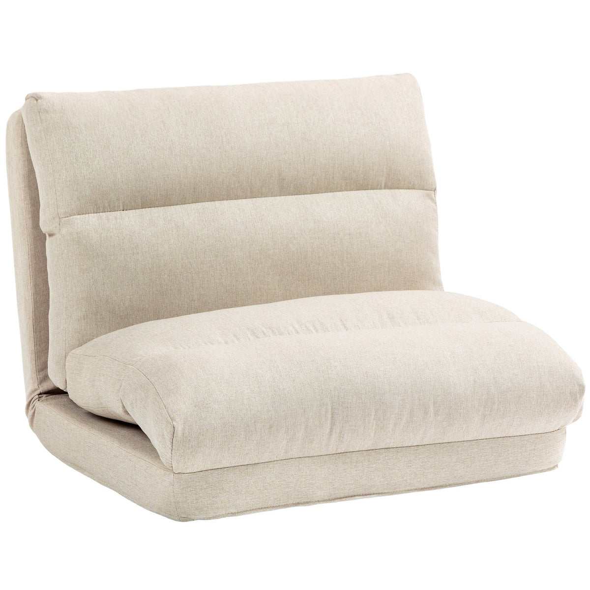 Folding floor chair, with 6-level adjustable backrest, thick seat padding, bed function, linen look, 70 x 41 x 56 cm, brown