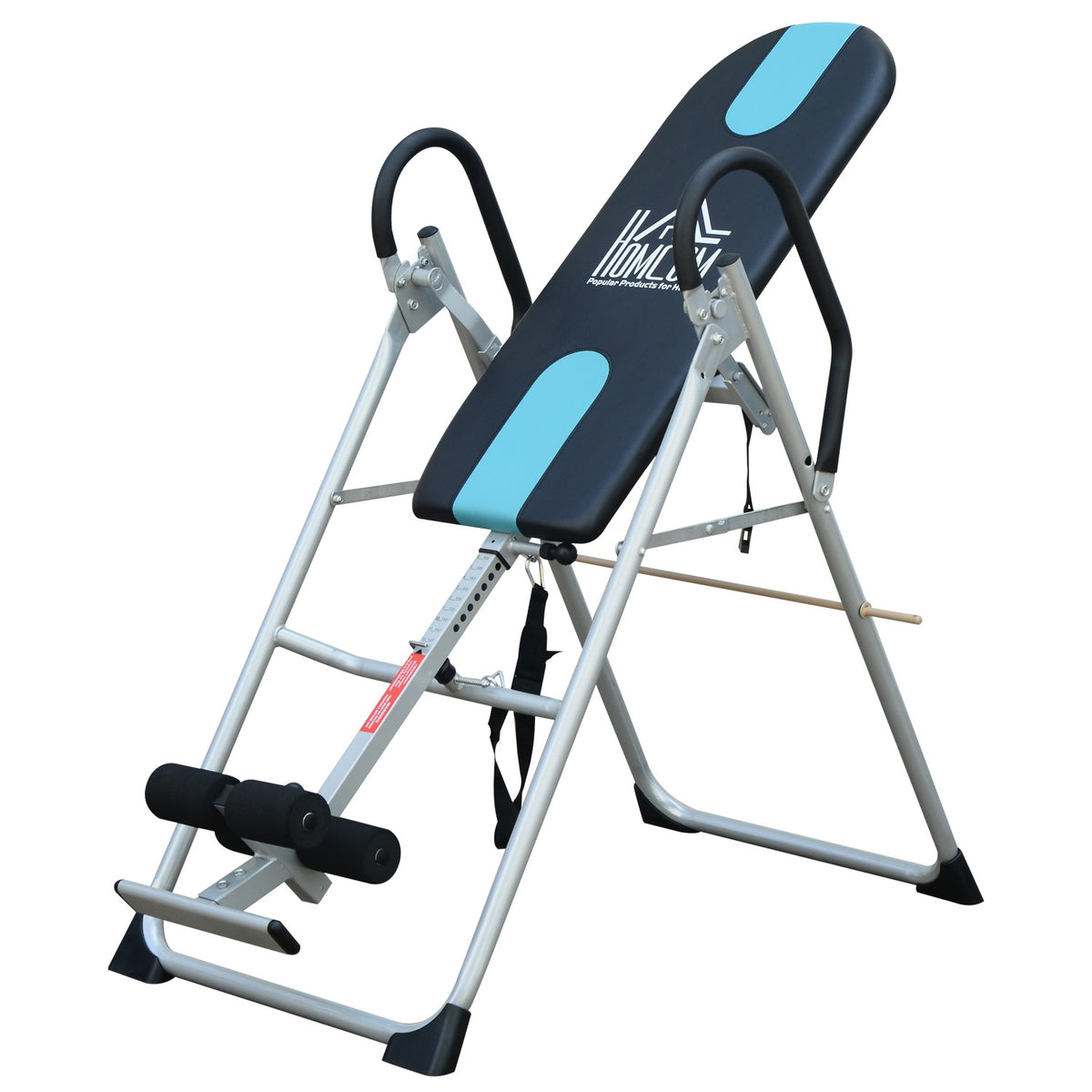 Folding inversion table with adjustable safety belt made of steel in silver-black |