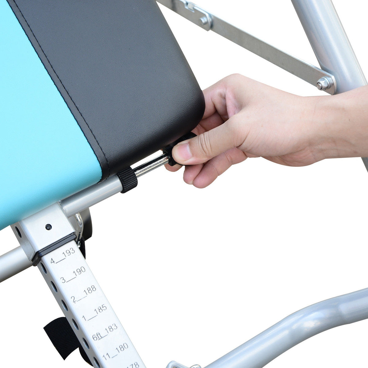 Folding inversion table with adjustable safety belt made of steel in silver-black |
