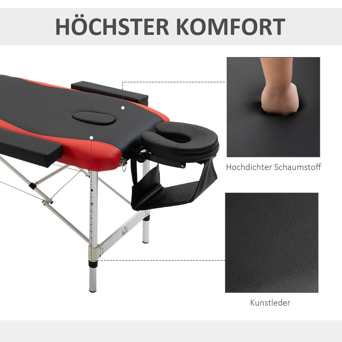 Folding massage tables, height-adjustable massage table with headrest 215 x 60 x 61-84 cm, aluminum & foam, ideal for cosmetics