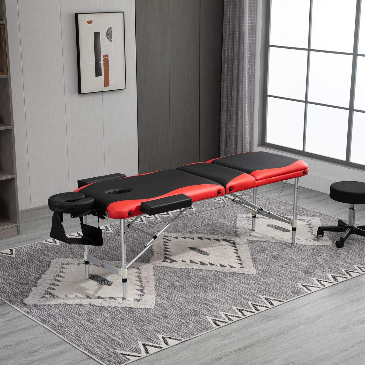 Folding massage tables, height-adjustable massage table with headrest 215 x 60 x 61-84 cm, aluminum & foam, ideal for cosmetics