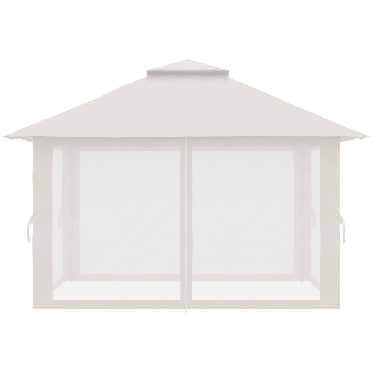 Folding pavilion 4x4 m with 4 net curtains, height adjustable, UV protection, double roof, carrying bag, cream white for garden & events