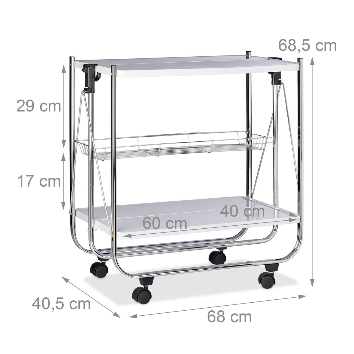 Folding serving trolley
