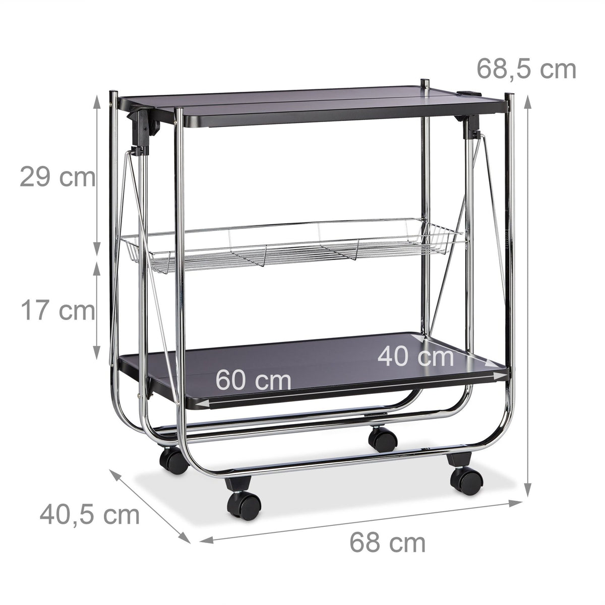Folding serving trolley
