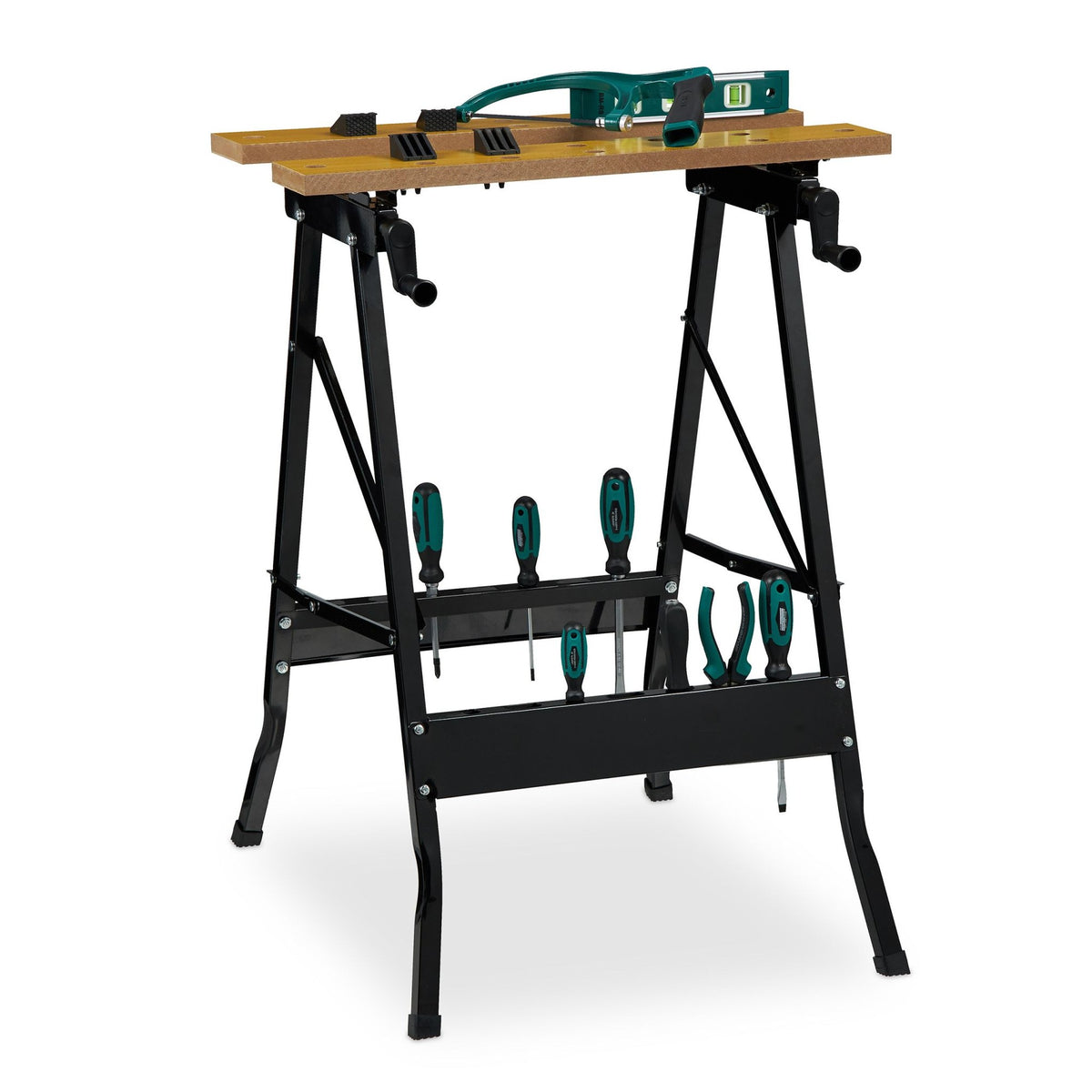 Folding steel workbench