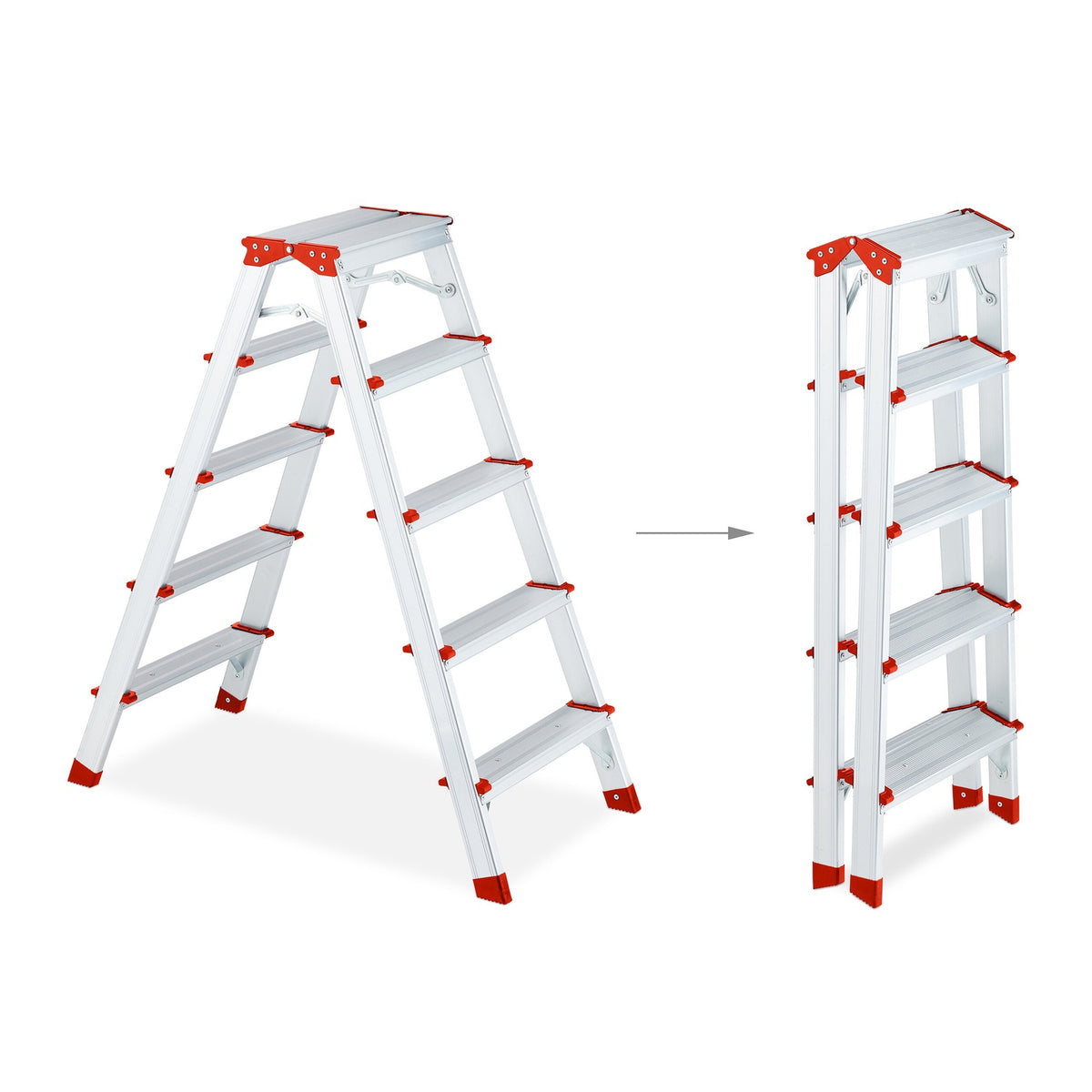 Folding stepladder in aluminium