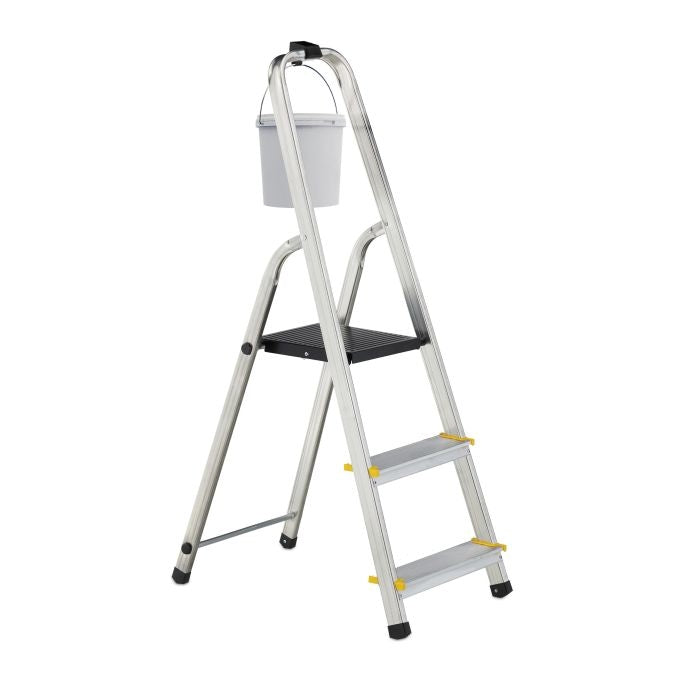 Folding stepladder with support handle