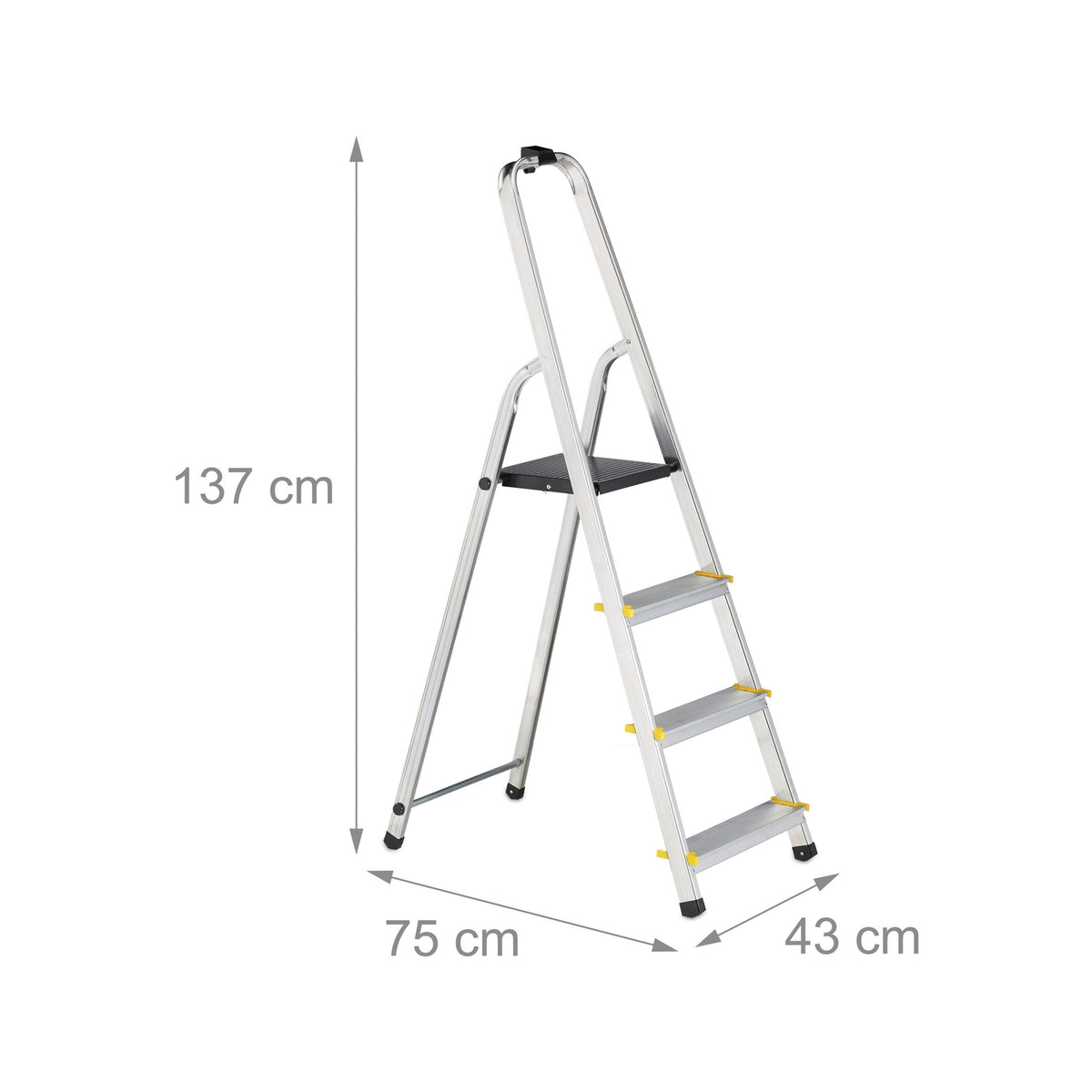 Folding stepladder with support handle