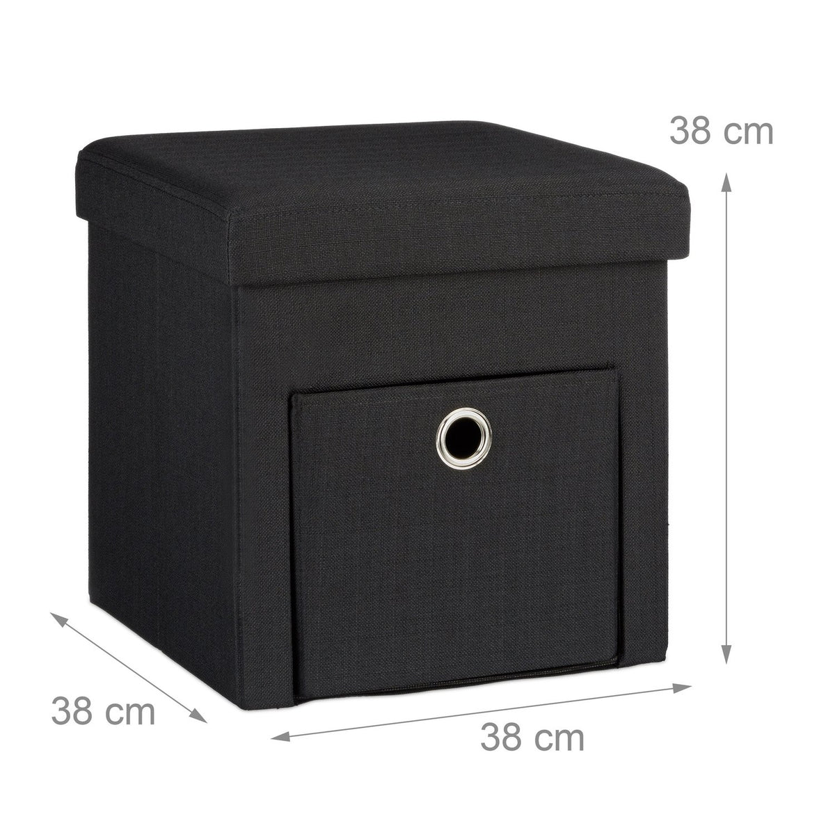 Folding stool in linen with compartment