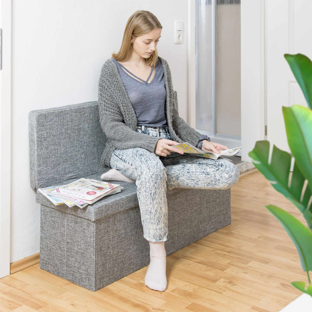 Folding stool with backrest XL