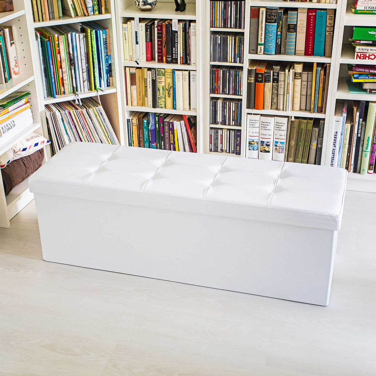 Folding storage bench in artificial leather