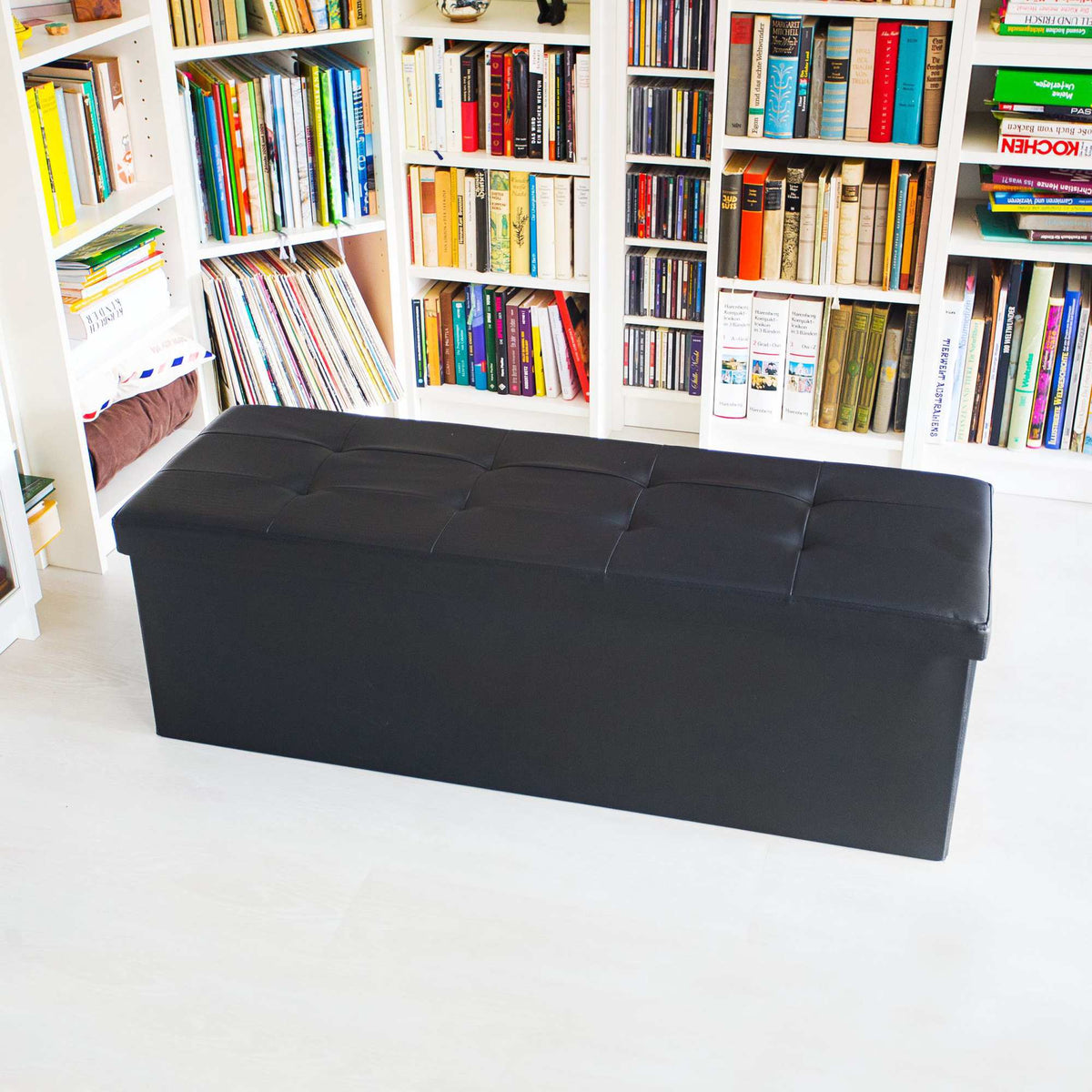 Folding storage bench in artificial leather