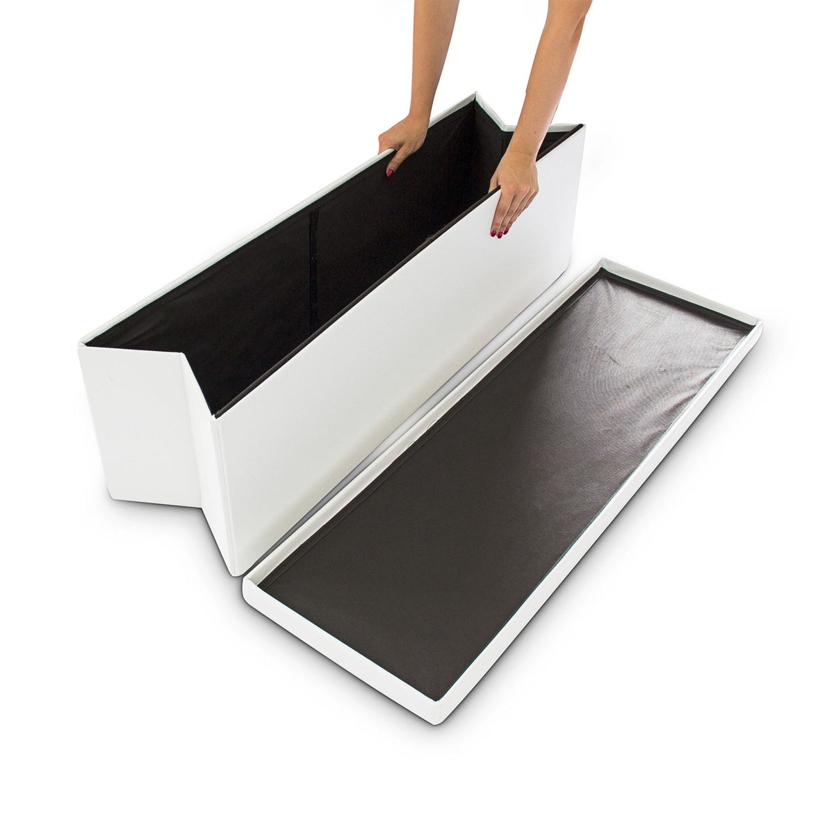 Folding storage bench in artificial leather