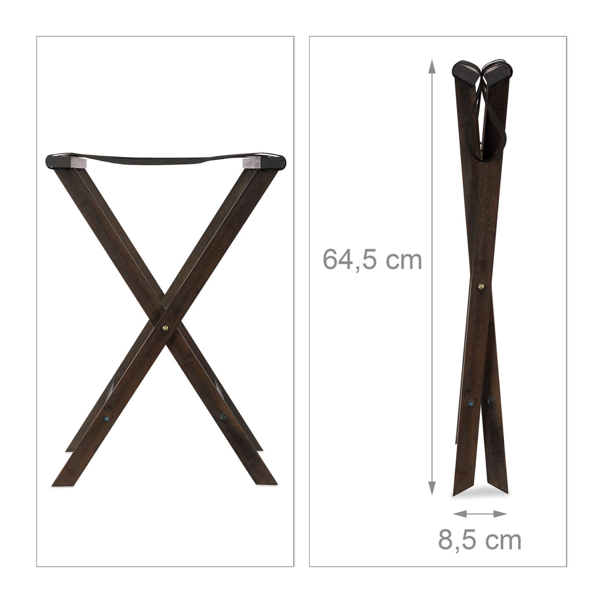 Folding suitcase stand in dark brown