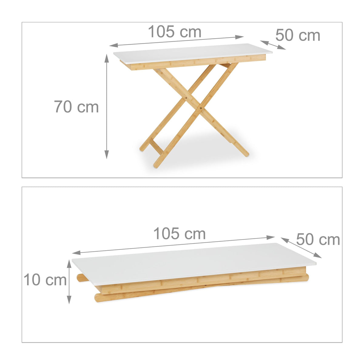 Folding table bamboo height adjustable