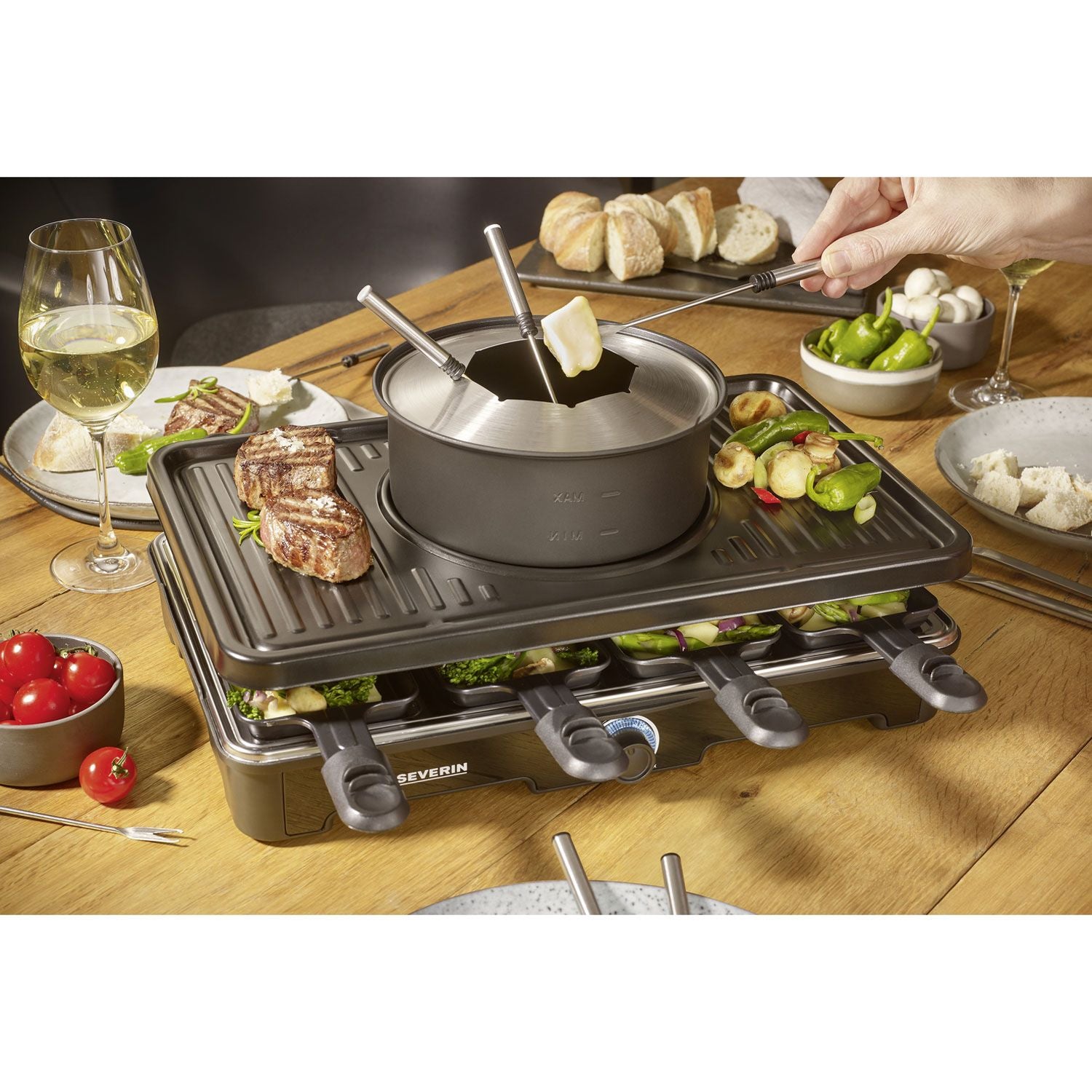 Fondue/Raclette Combined 8 pans 2in1 RG 2347