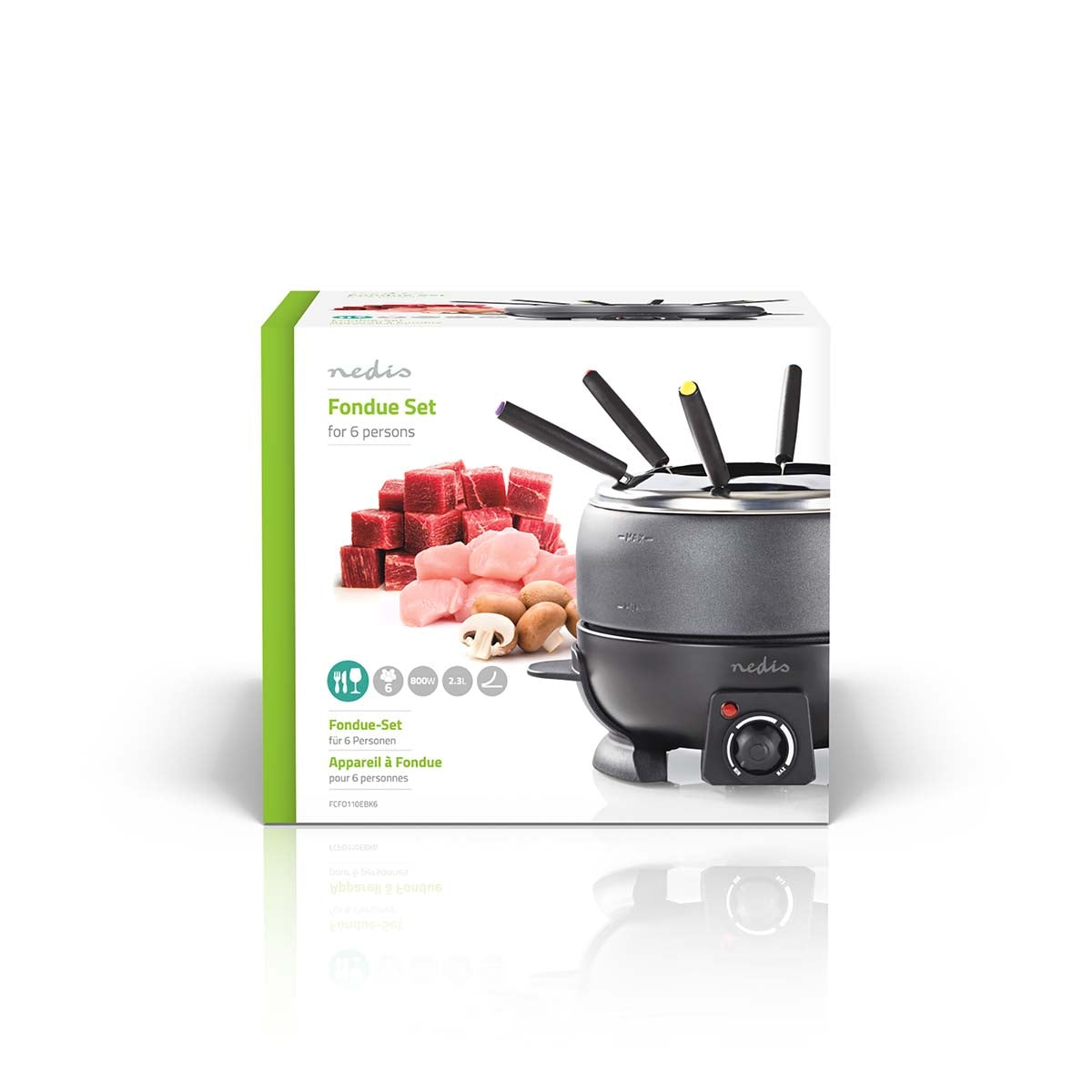 Fondue set | 6 Persons | 2.3 l | Adjustable temperature control | 800 W | Touch Handle | Anti-slip bottom | Overheat protection