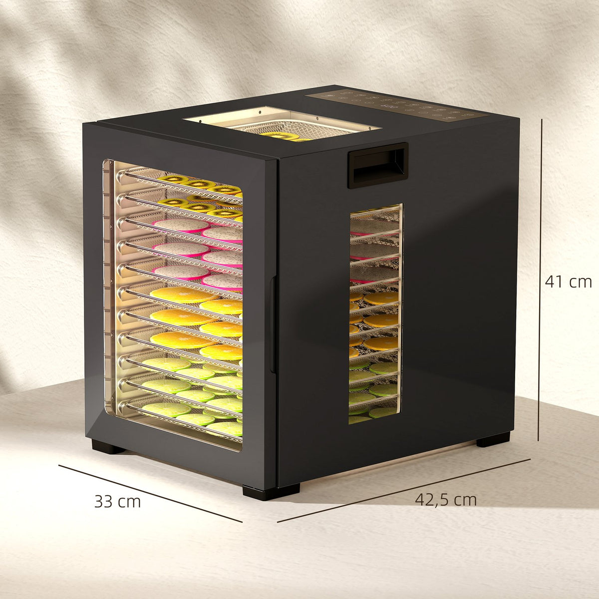 Food Dehydrator, 850W, 12 Stainless Steel Trays, Timer