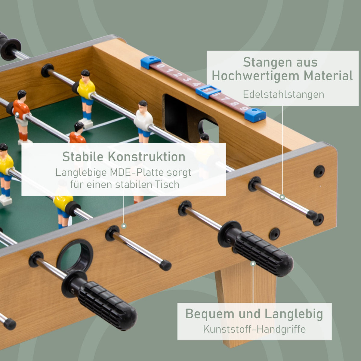 Foosball Table Set, Compact Wood Design, 2 Balls, Scoreboards