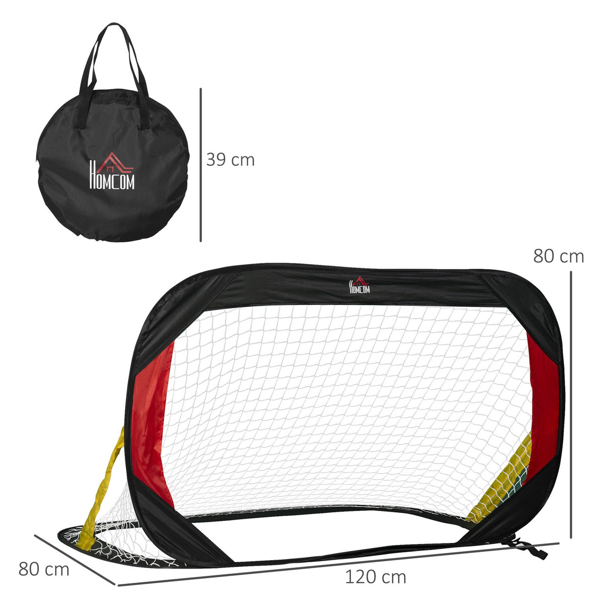 Football Goals Set Of 2 Football Net Mini Goals Foldable For The Garden Or Park For Children And Adults Steel Polyester Black 186 X 90 X 89 Cm