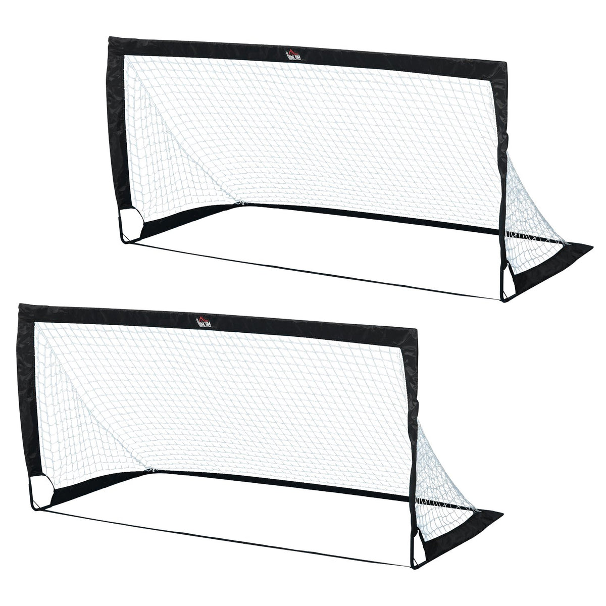 Football Goals Set Of 2 Mini Goals, Foldable Made Of Steel And Tetrolon, Black, 186X90X89 Cm