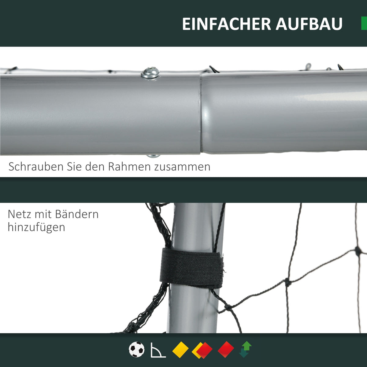 Football Goal with PE Mesh Football Goal for Children and Adults 240 x 85 x 160 cm Steel PE Garden Football Training Gray