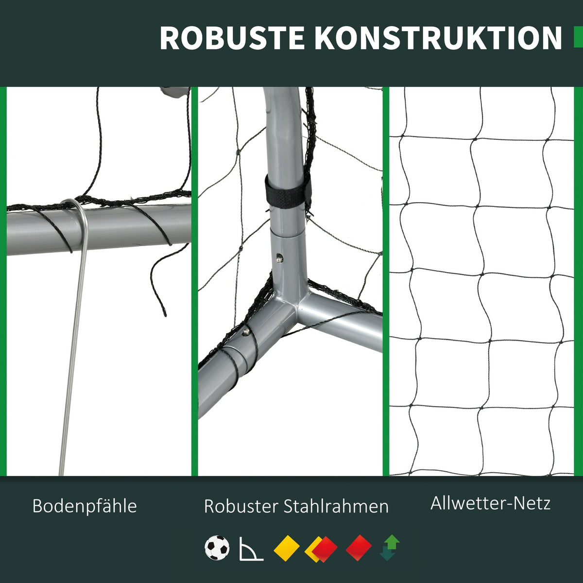 Football Goal with PE Mesh Football Goal for Children and Adults 240 x 85 x 160 cm Steel PE Garden Football Training Gray