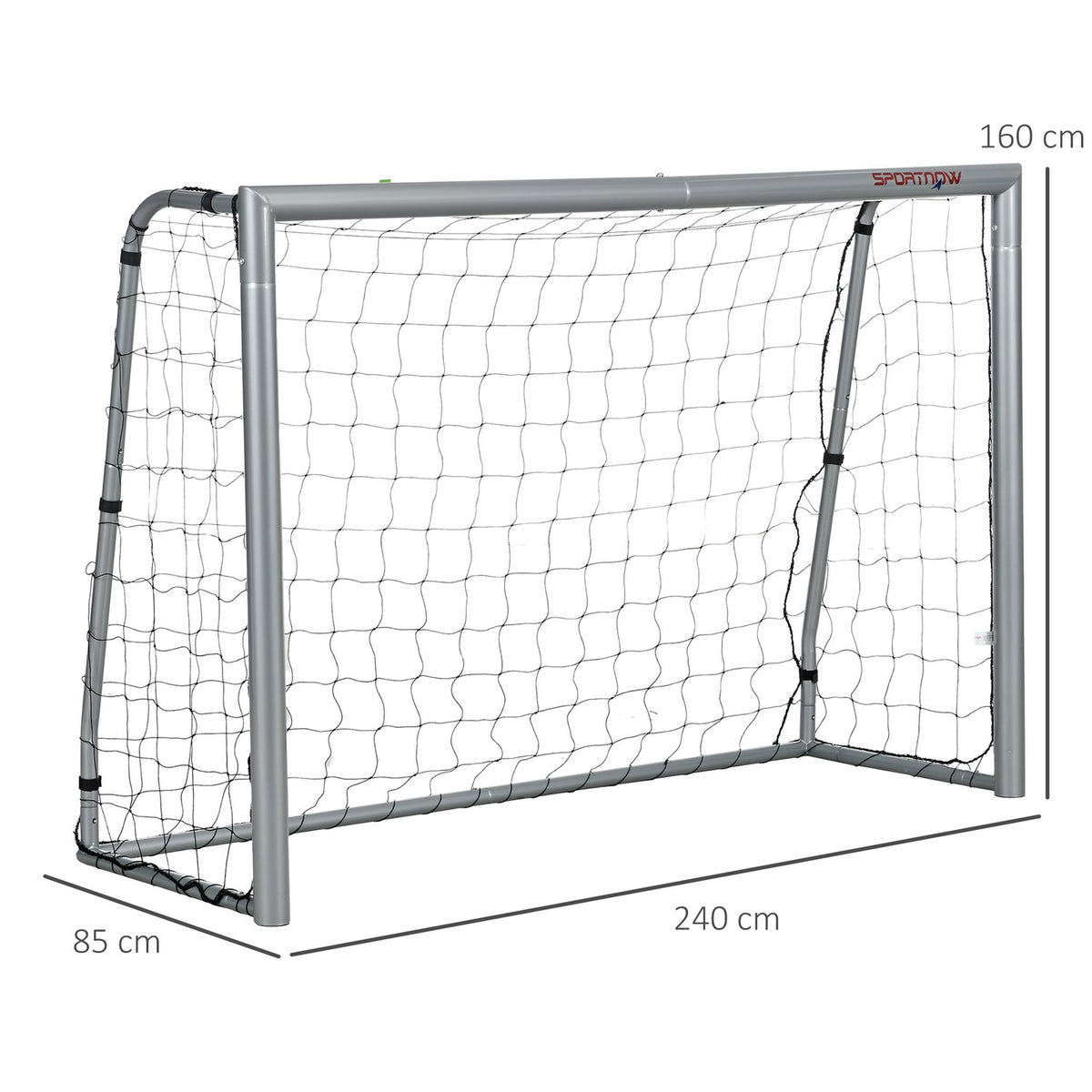 Football Goal with PE Mesh Football Goal for Children and Adults 240 x 85 x 160 cm Steel PE Garden Football Training Gray