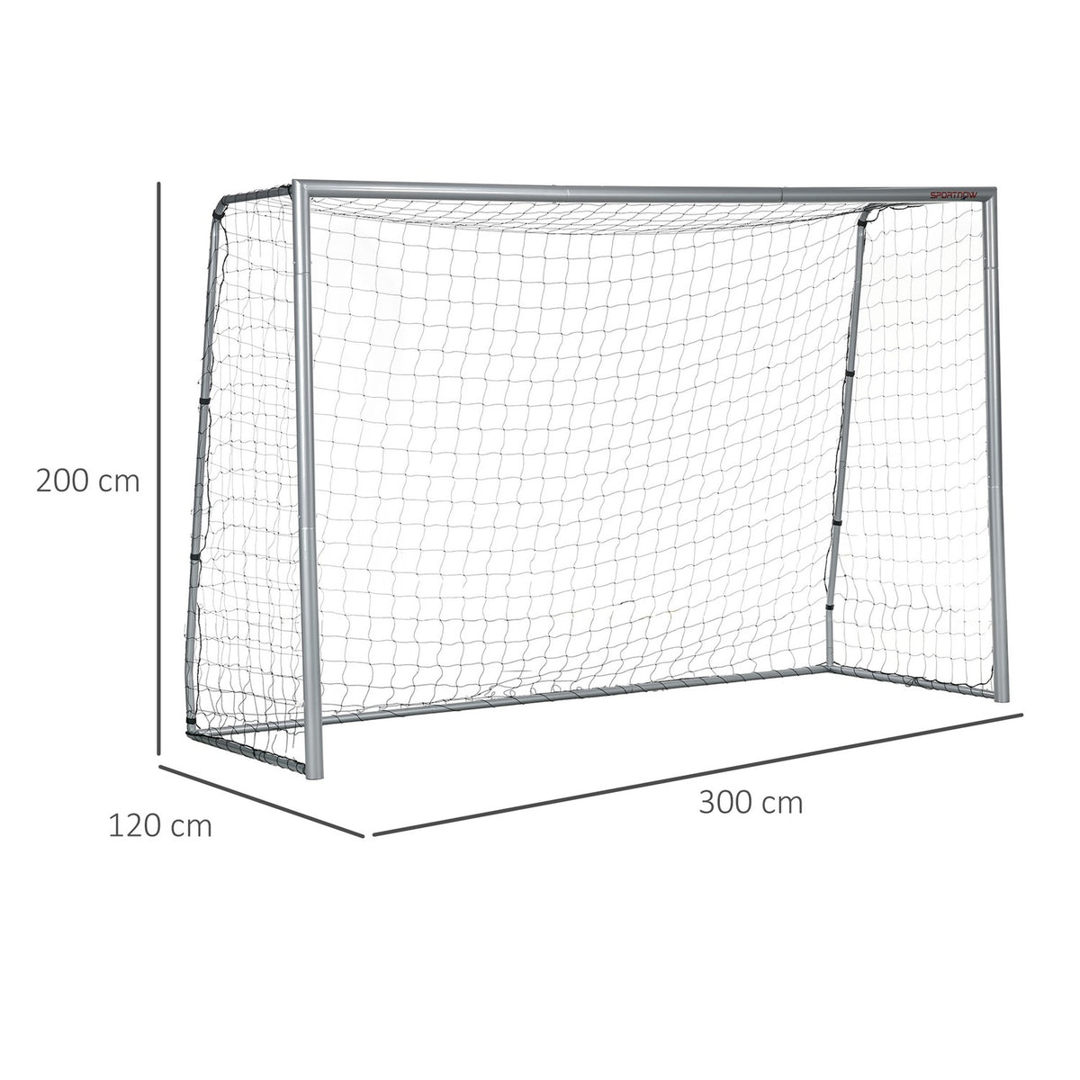 Football Goal with PE Mesh Football Goal for Children and Adults 300 x 120 x 200 cm Steel PE Garden Football Training Gray