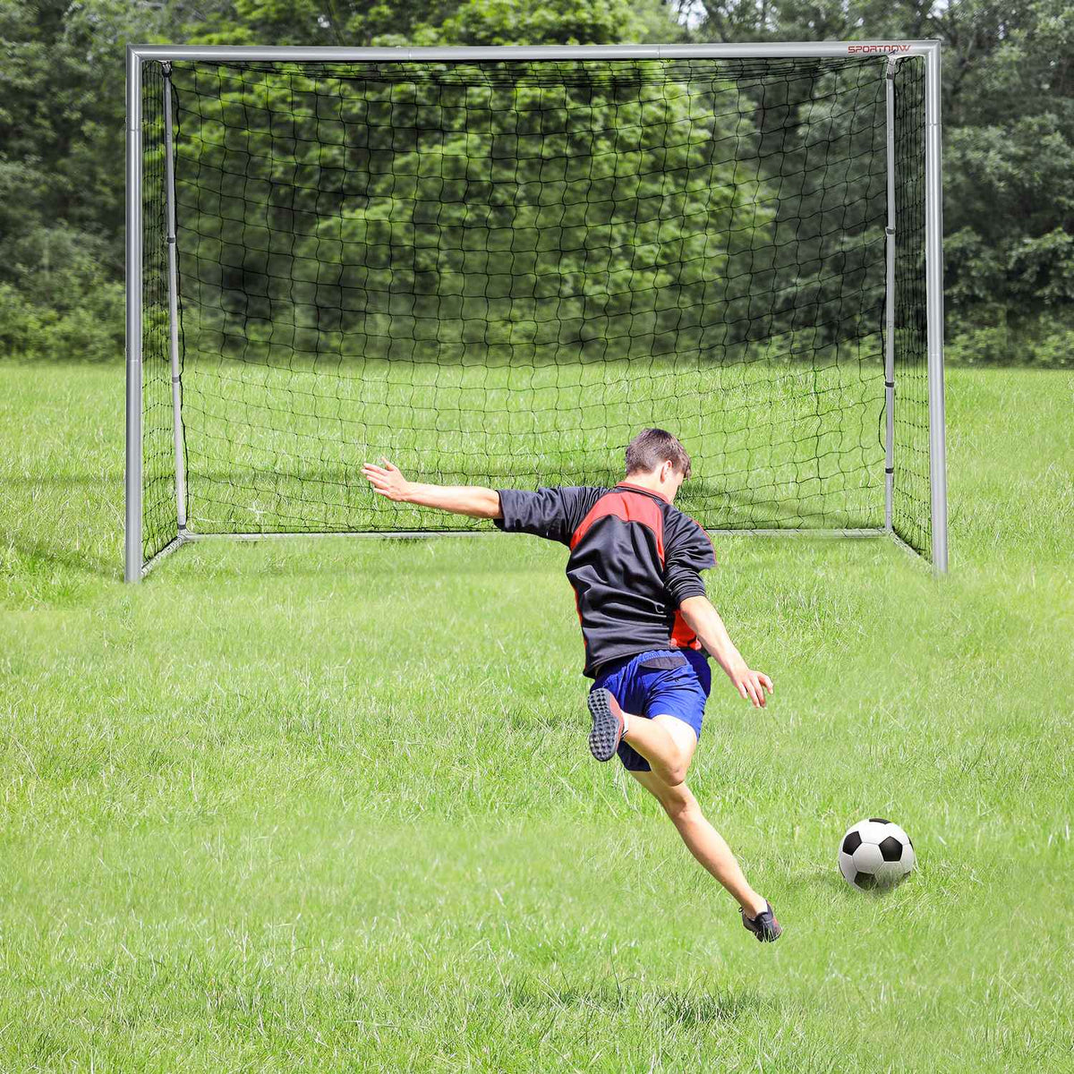 Football Goal with PE Mesh Football Goal for Children and Adults 300 x 120 x 200 cm Steel PE Garden Football Training Gray