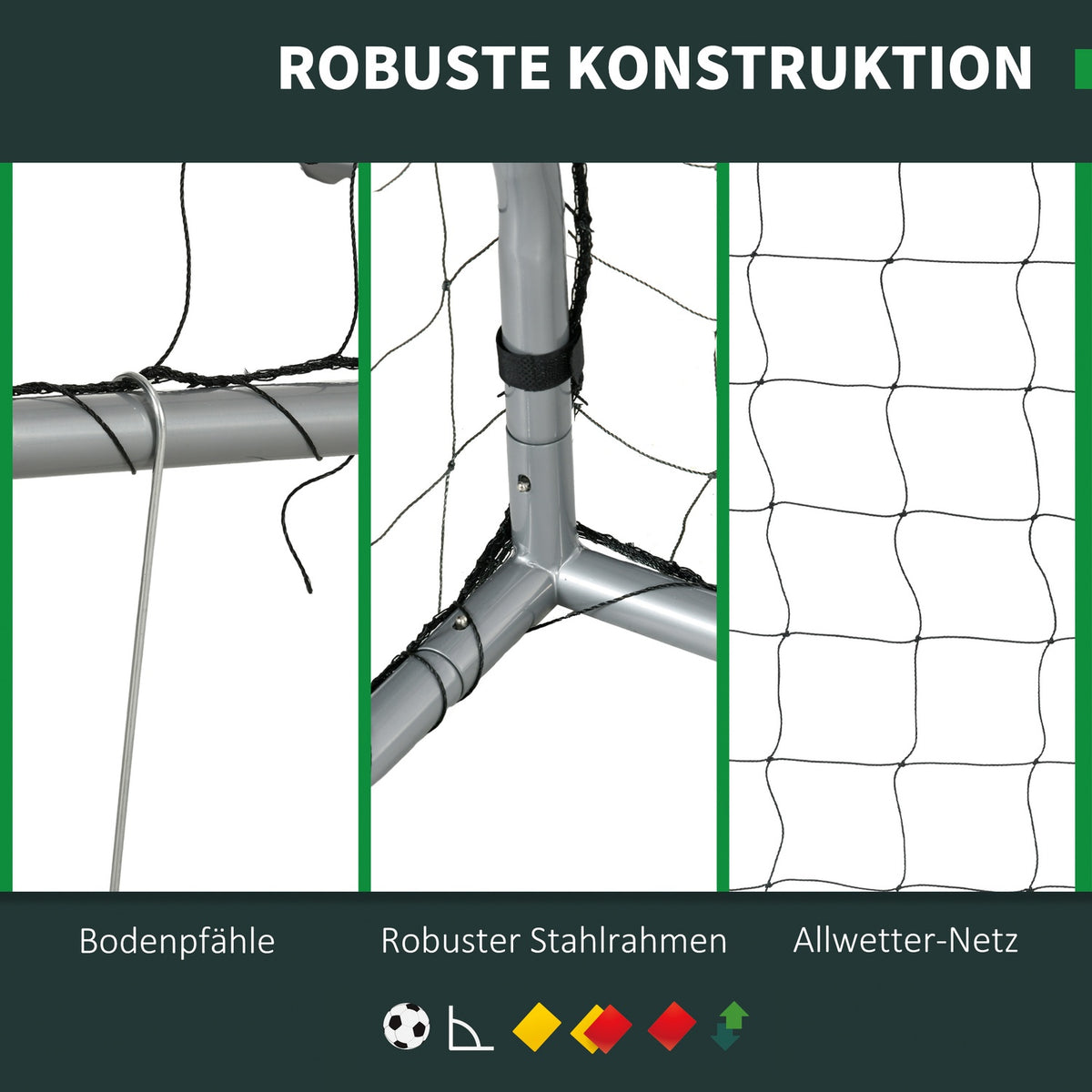 Football Goal with PE Mesh Football Goal for Children and Adults 300 x 120 x 200 cm Steel PE Garden Football Training Gray