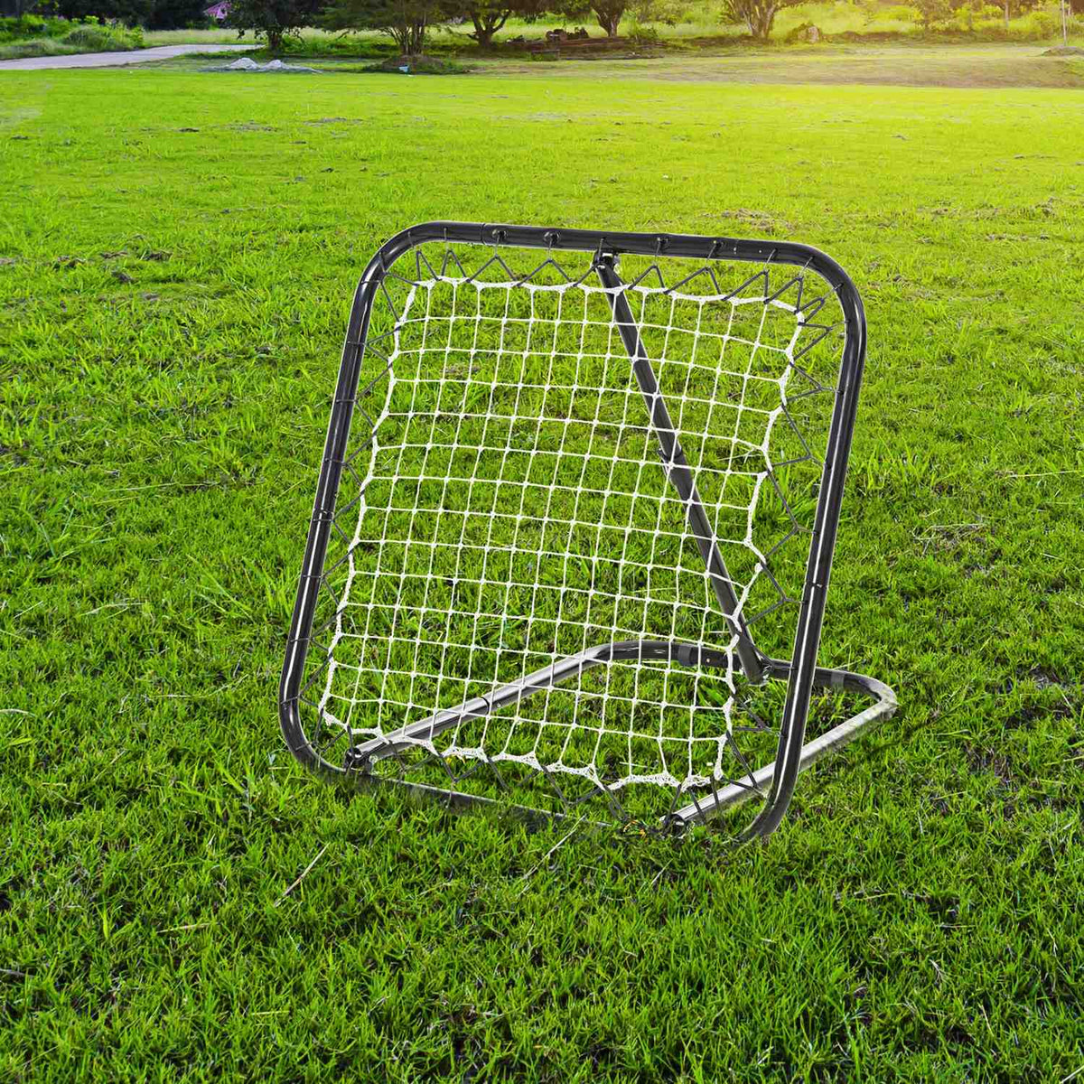 Football Rebounder Foldable Kickback Goal Rebound Wall 5 Levels Baseball Basketball Metal Black 78X84X65-78Cm