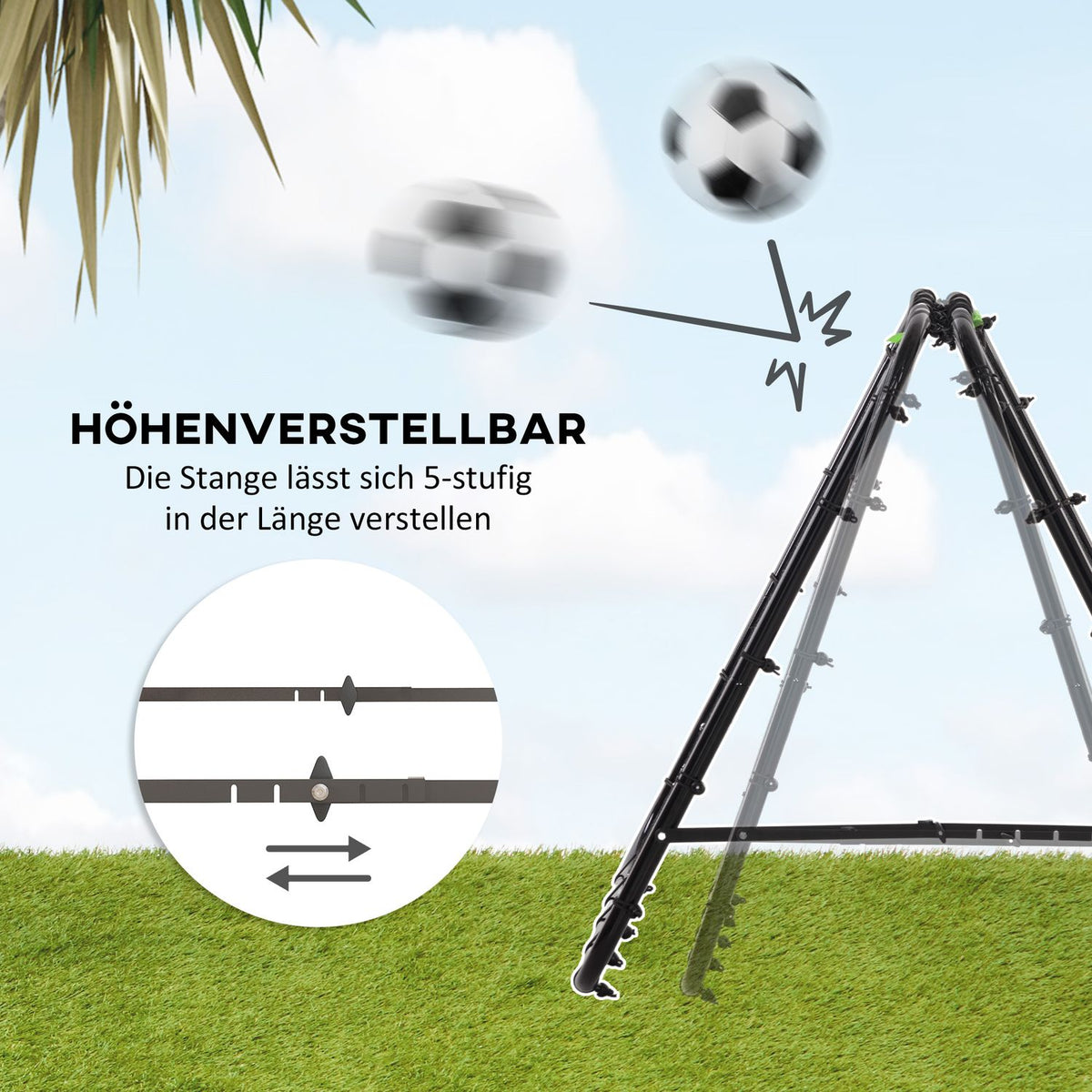 Football Rebounder Kickback Goal Rebound Wall Net Double-Sided Rebound Adjustable in 5 Levels for Football Training Steel Black 100 x 95 x 90 cm