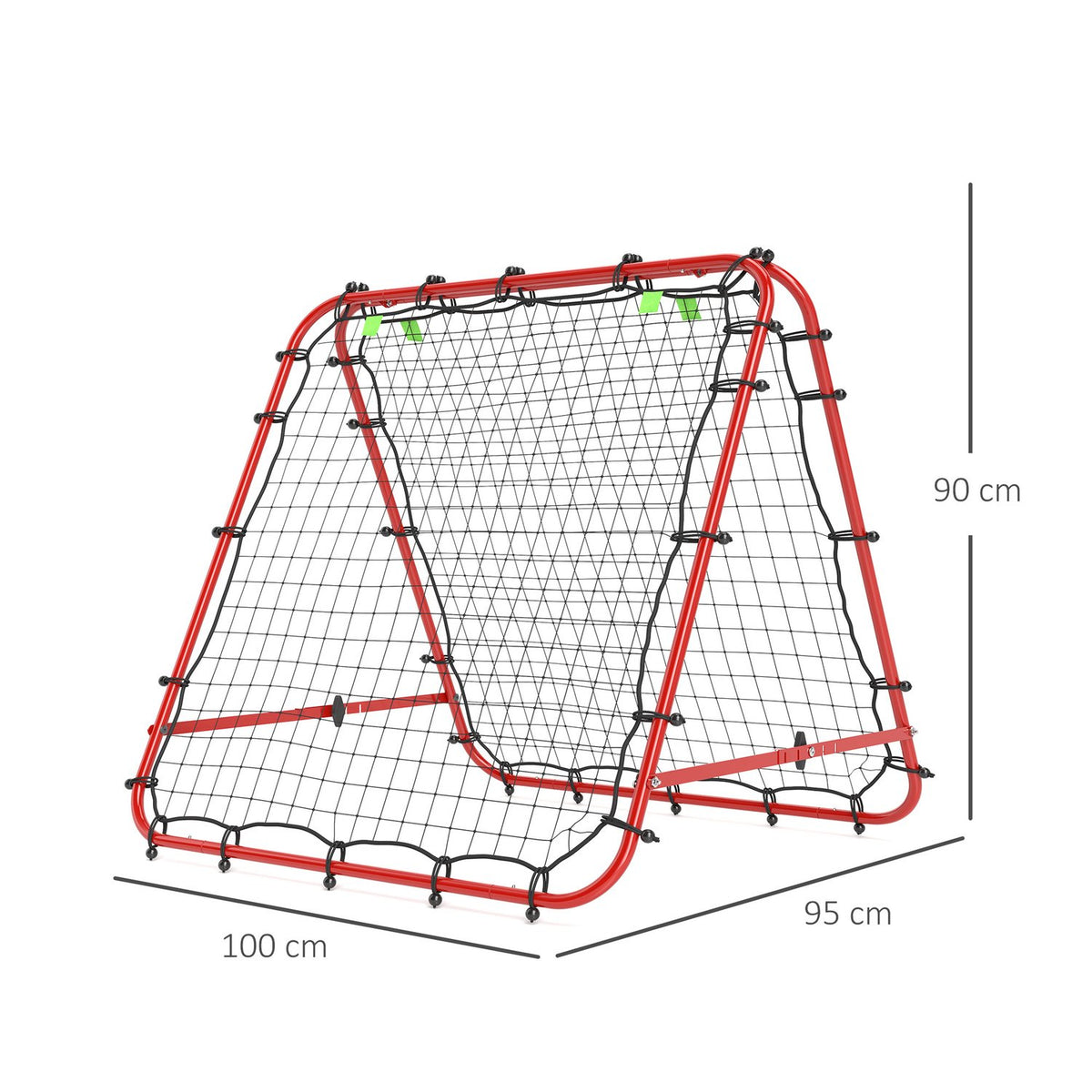 Football Rebounder Kickback Goal Rebound Wall Net Double-Sided Rebound Adjustable in 5 Levels for Football Training Steel Red 100 x 95 x 90 cm