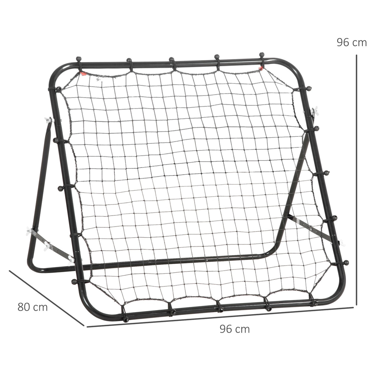 Football Rebounder Kickback Goal Rebound Wall Net Made Of Metal Tube+Pe, 96X80X96 Cm, Black